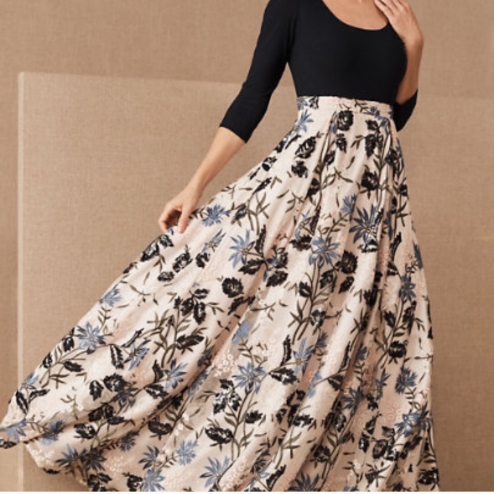 Anthropologie BHLDN Navy and Floral Dress - Gianni